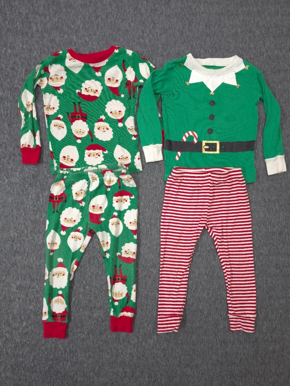 Carter's Baby 24M Christmas Pajamas Lot 2 Sets 4pc Santa Elf 100% Cotton